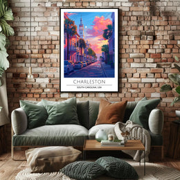 Charleston Street Scene: Vibrant Urban or Cityscape Poster