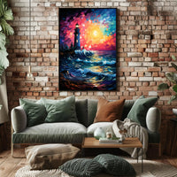 Lighthouse At Sunset Poster