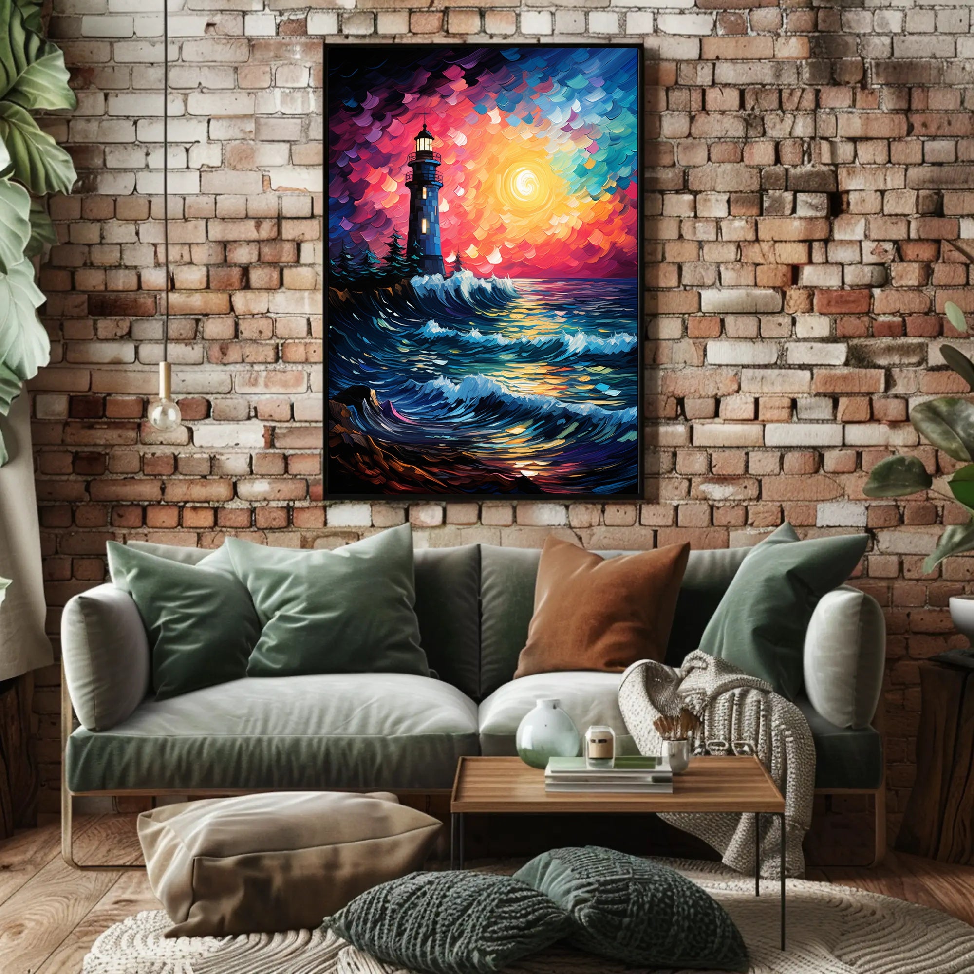 Lighthouse At Sunset Poster