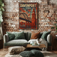 Davenport Iowa Nostalgic Travel Vintage Poster