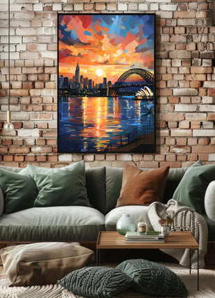 Sydney Sunset Over Iconic Landmarks Travel Poster