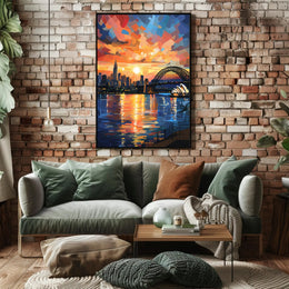 Sydney Sunset Over Iconic Landmarks Travel Poster