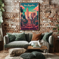 Los Angeles Retro Skyline Poster