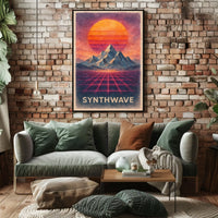 Synthwave Neon Horizon Retro-Futuristic Sci-Fi Poster