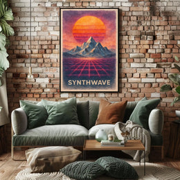 Synthwave Neon Horizon Retro-Futuristic Sci-Fi Poster