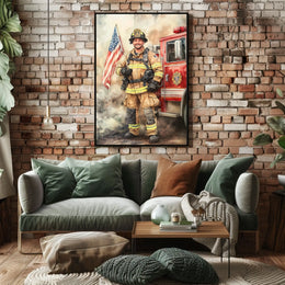 smiling firefighter Poster