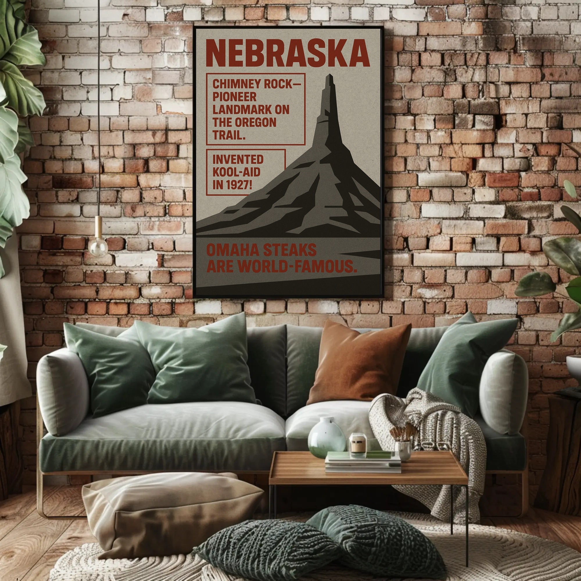 Nebraska Highlights Wall Art Print Decor PosterGoat
