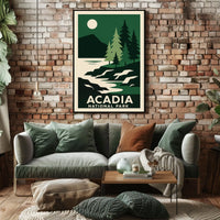 Acadia National Park Vintage Wanderlust Poster
