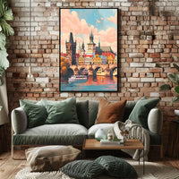 Prague Cityscape Poster: Charles Bridge & Vibrant Skyline