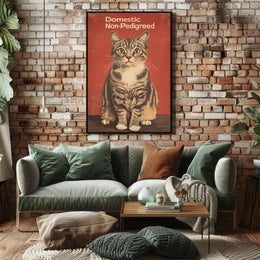 Domestic Non Pedigreed Cat Portrait Realistic Style Poster