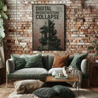 Digital Megastructure Collapse Futuristic Sci-Fi Poster