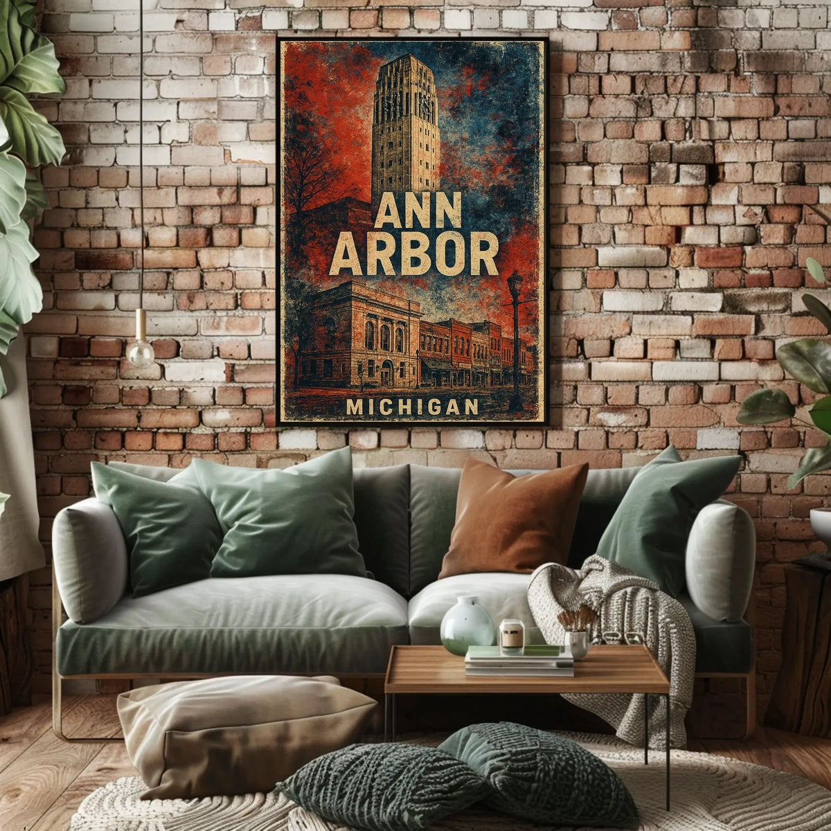 Ann Arbor Cityscape Minimalist Travel Poster