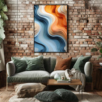 Stylized Abstract Landscape with Layered Wavy Patterns Poster