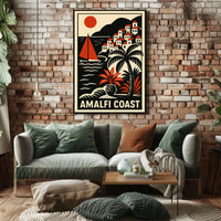 Amalfi Coast Travel Poster 18x24 Coastal Wall Art Decor