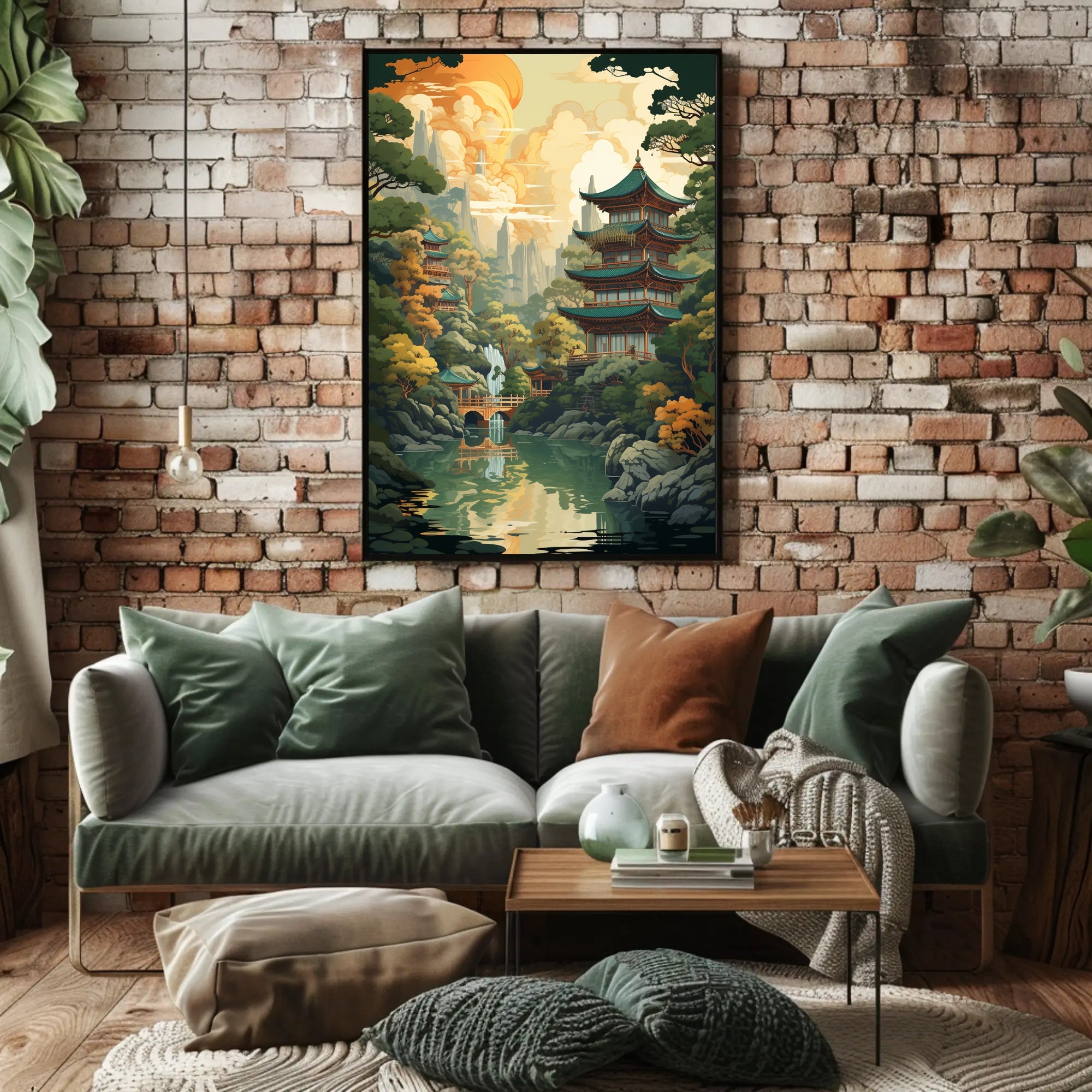 Tranquil Pagoda Landscape Poster