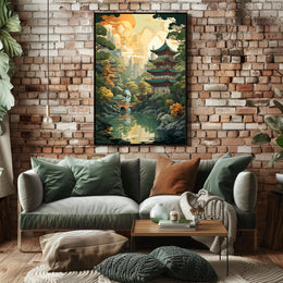 Tranquil Pagoda Landscape Poster