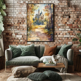 Germany Neuschwanstein Castle View from Forest Path Poster