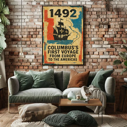 1492 Voyage Discovery Historical Vintage Art Poster