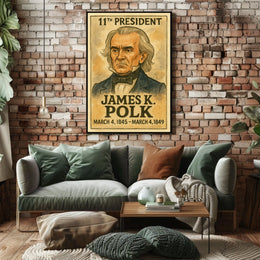 James K. Polk 11th President of the United States Exaggerated Cartoon Sketch Poster
