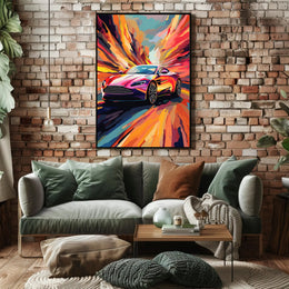 Luxury Speed: Vibrant Pop Art Sports Car Poster