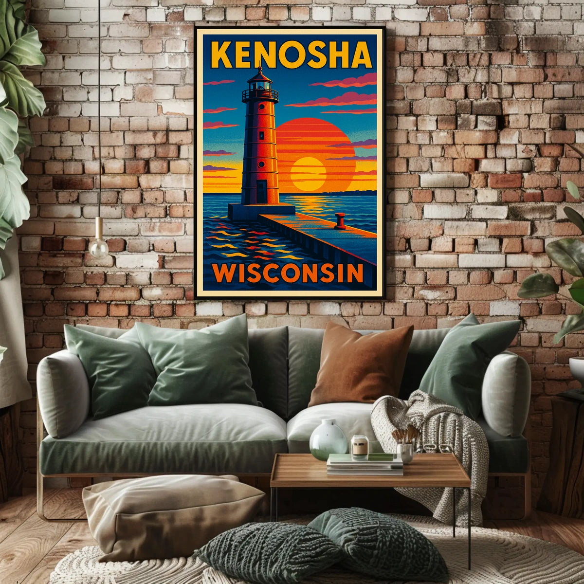 Kenosha Lighthouse at Sunset Poster