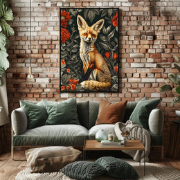 Enchanted Fox Floral Wonderland Poster