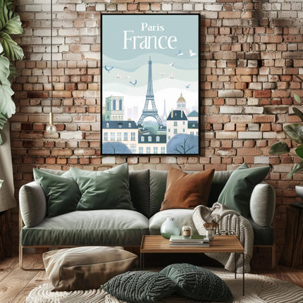 Paris Eiffel Tower Scenic Travel Poster