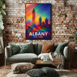 Albany Skyline Abstract Art Poster: Vibrant Cityscape