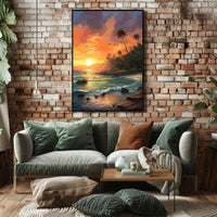 Tropical Sunset Serenity on Beach Travel Poster