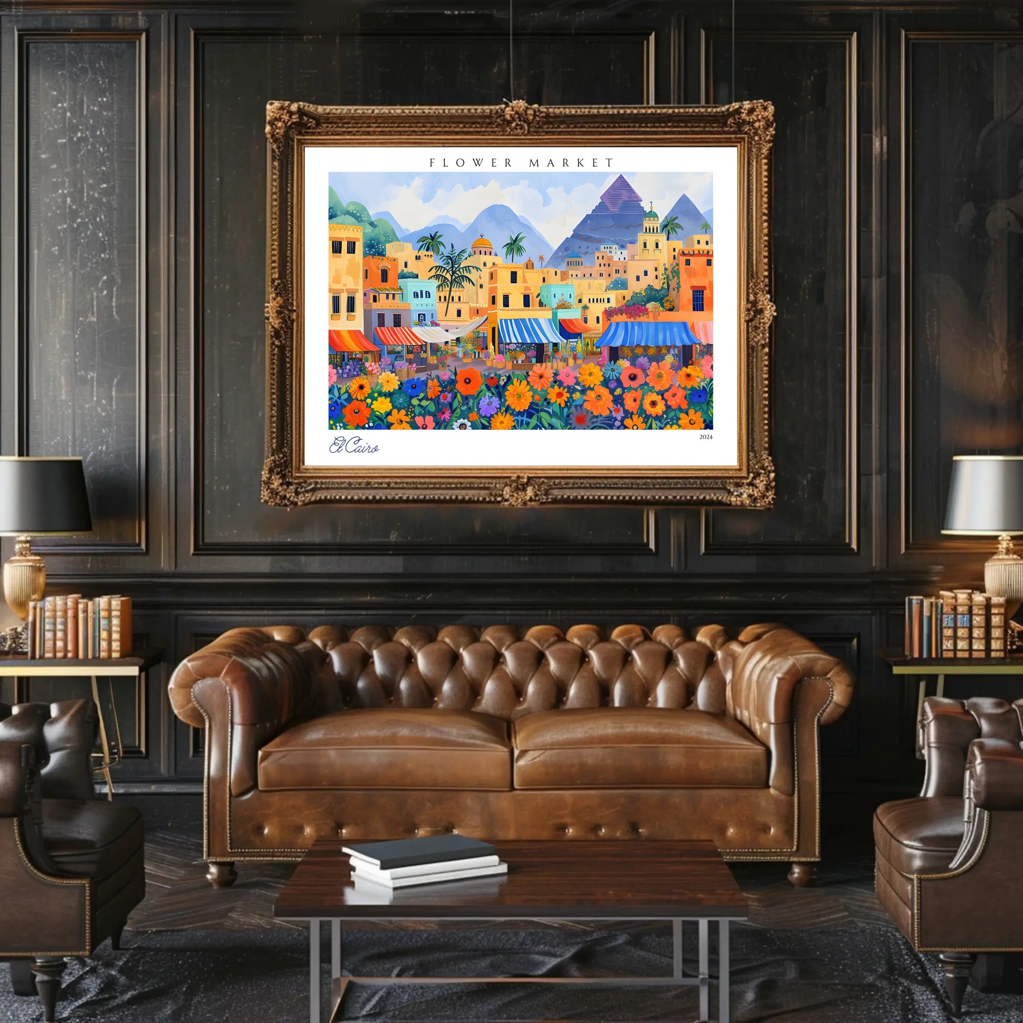 Vibrant Flower Market in El Cairo Poster PosterGoat