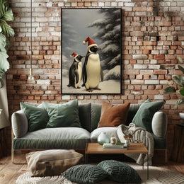 Festive Penguins In Winter Wonderland Poster