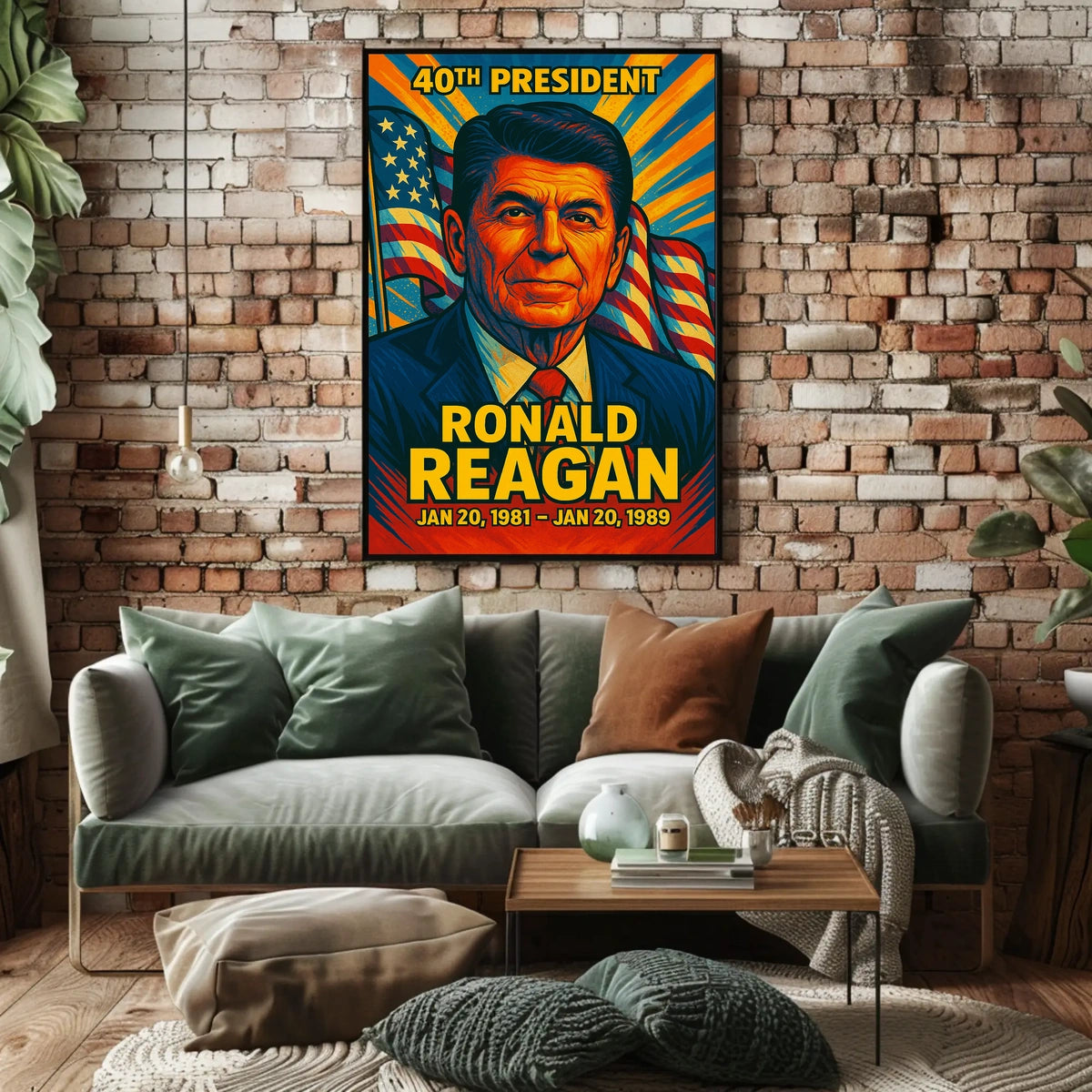 Ronald Reagan 40th President of the United States Colorful Comic Book Style Poster