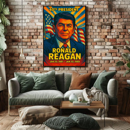 Ronald Reagan 40th President of the United States Colorful Comic Book Style Poster
