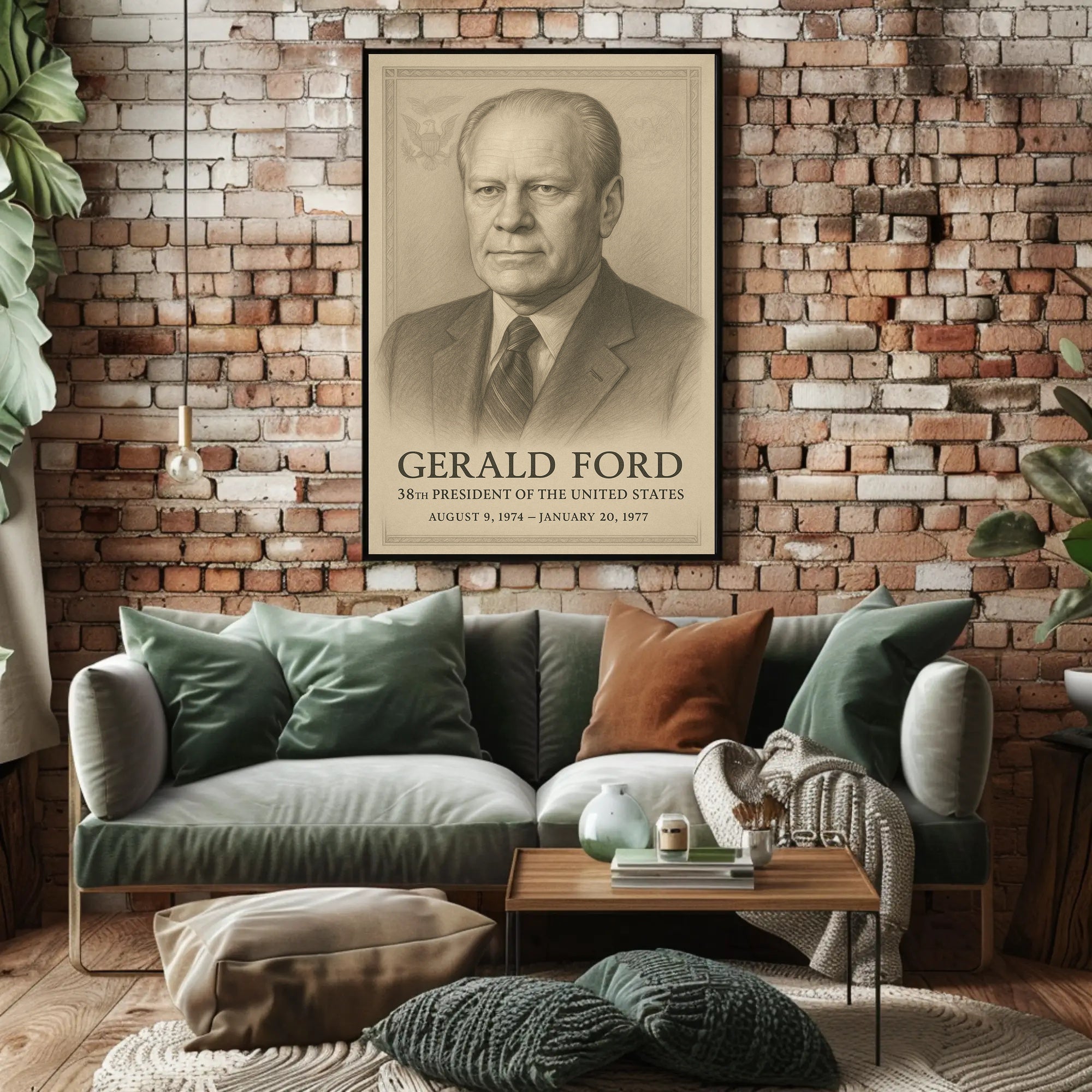 Gerald Ford 38th President Sketch Poster Art Print PosterGoat