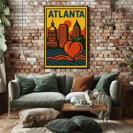 Atlanta Skyline And Peach Poster