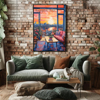 Guangzhou Sunset Cityscape with Cozy Interior Poster