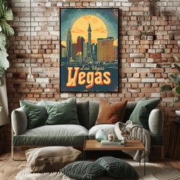 Las Vegas Skyline Poster: Vibrant Travel Art Décor Travel Poster