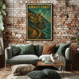 Amalfi Coast Scenic Poster Wall Art For Coastal Decor