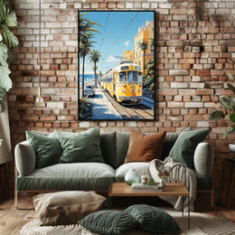 Coastal Tram Journey Poster