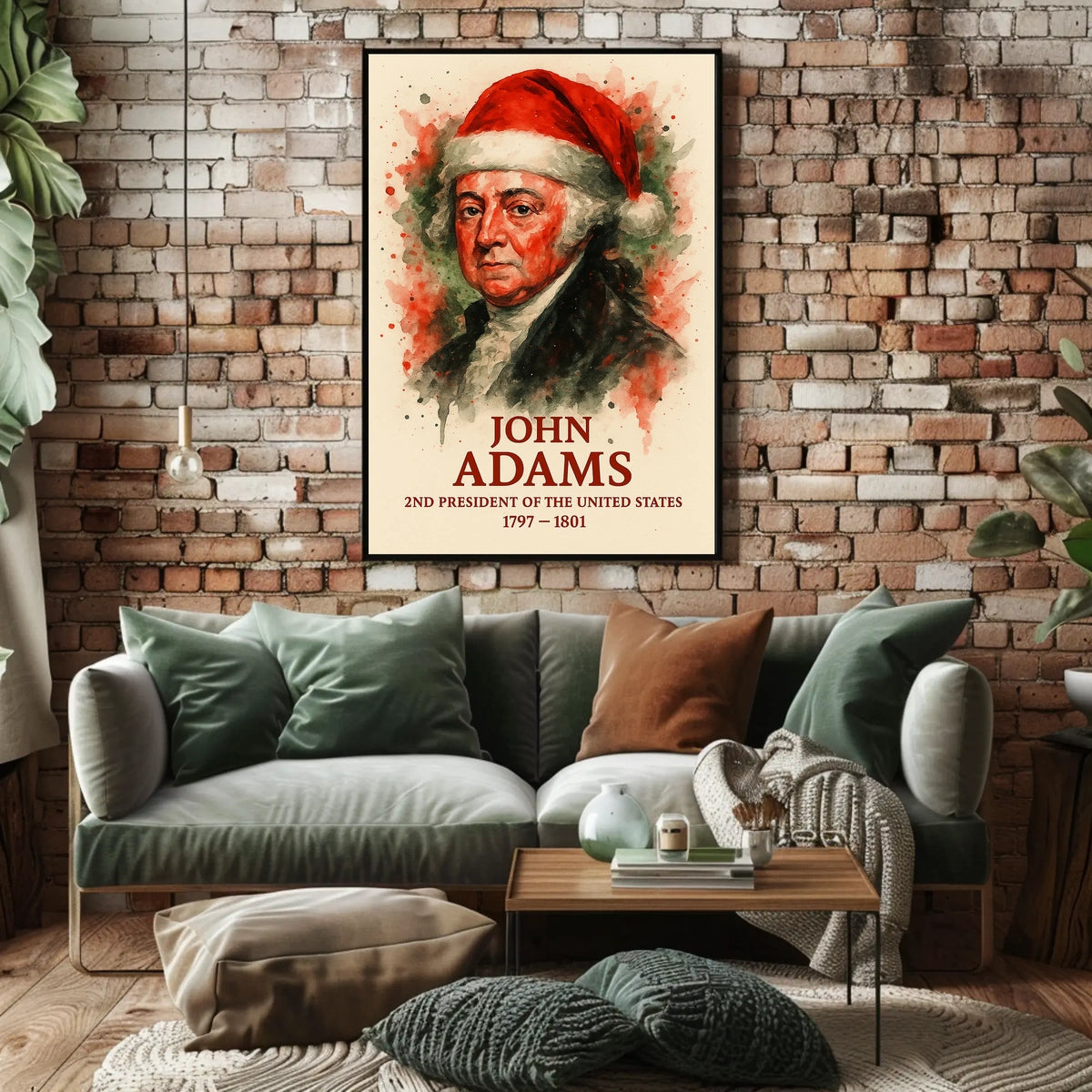 John Adams Watercolor Art Print, Historical or Presidential Poster