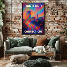 Hartford Skyline Urban Digital Painting Poster