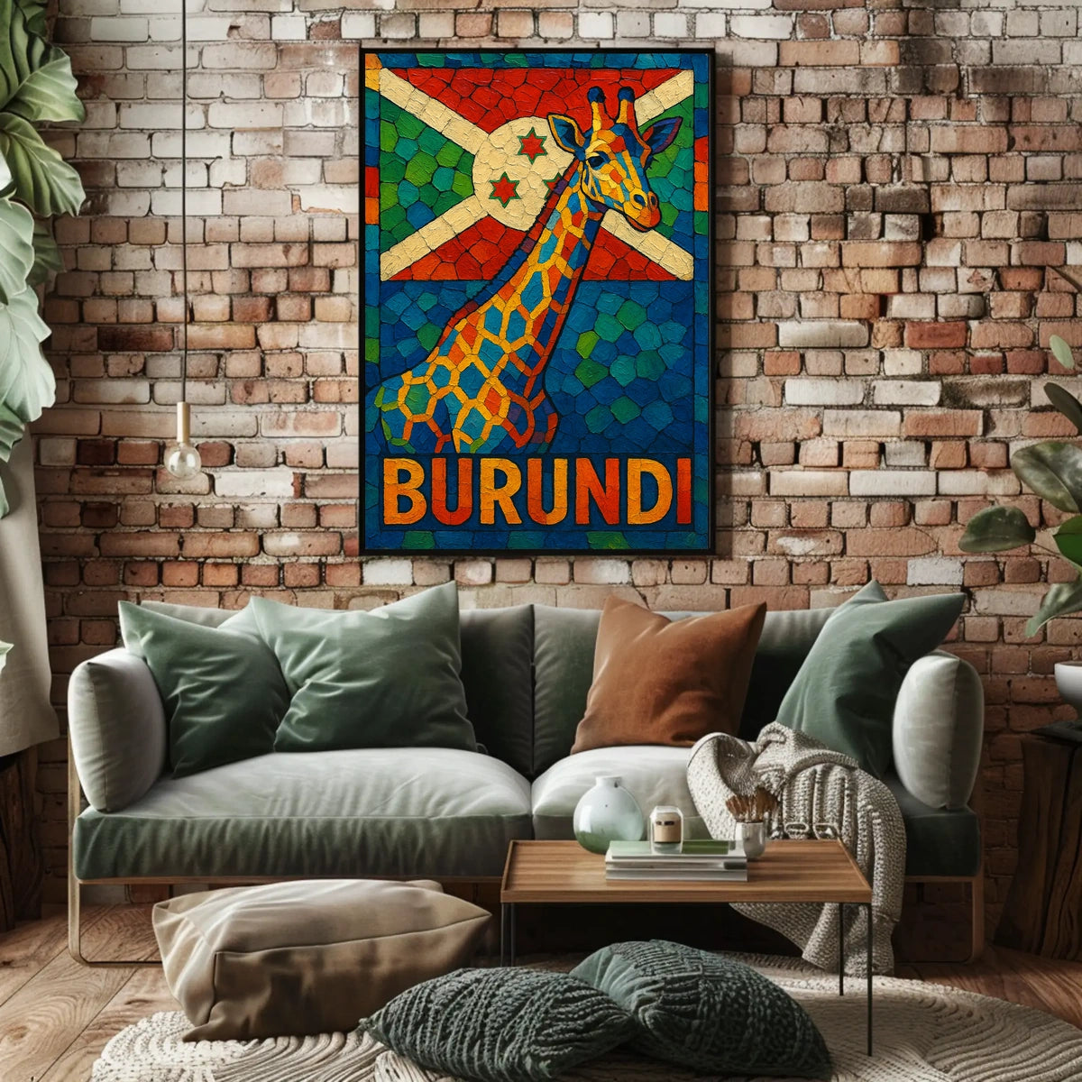 Burundi Giraffe Mosaic Poster