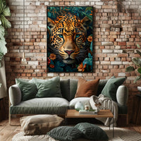 Leopard's Tranquil Gaze: Photorealistic Animal Poster