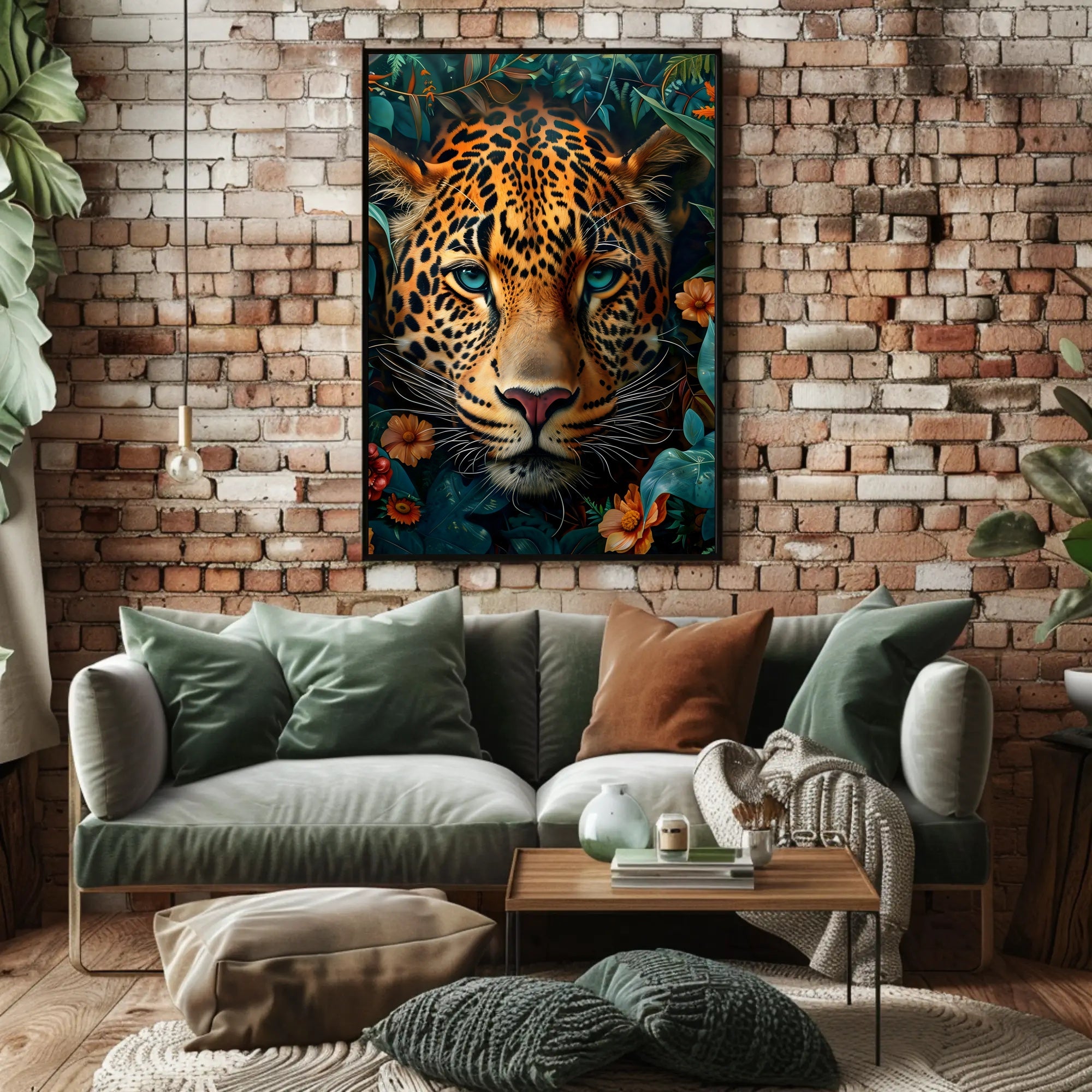 Leopard's Tranquil Gaze: Photorealistic Animal Poster
