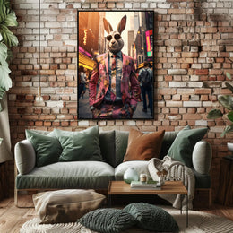 Stylish Rabbit In The City Poster
