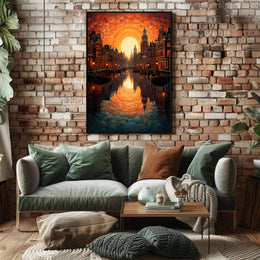 Dreamscape Canal At Sunset Poster