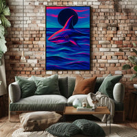 Neon Shark At Dusk Poster