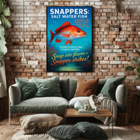 Snapper Strikes Salt Water Fish Poster PosterGoat