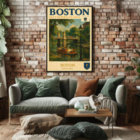 Boston Swan Boats Vintage Travel Poster