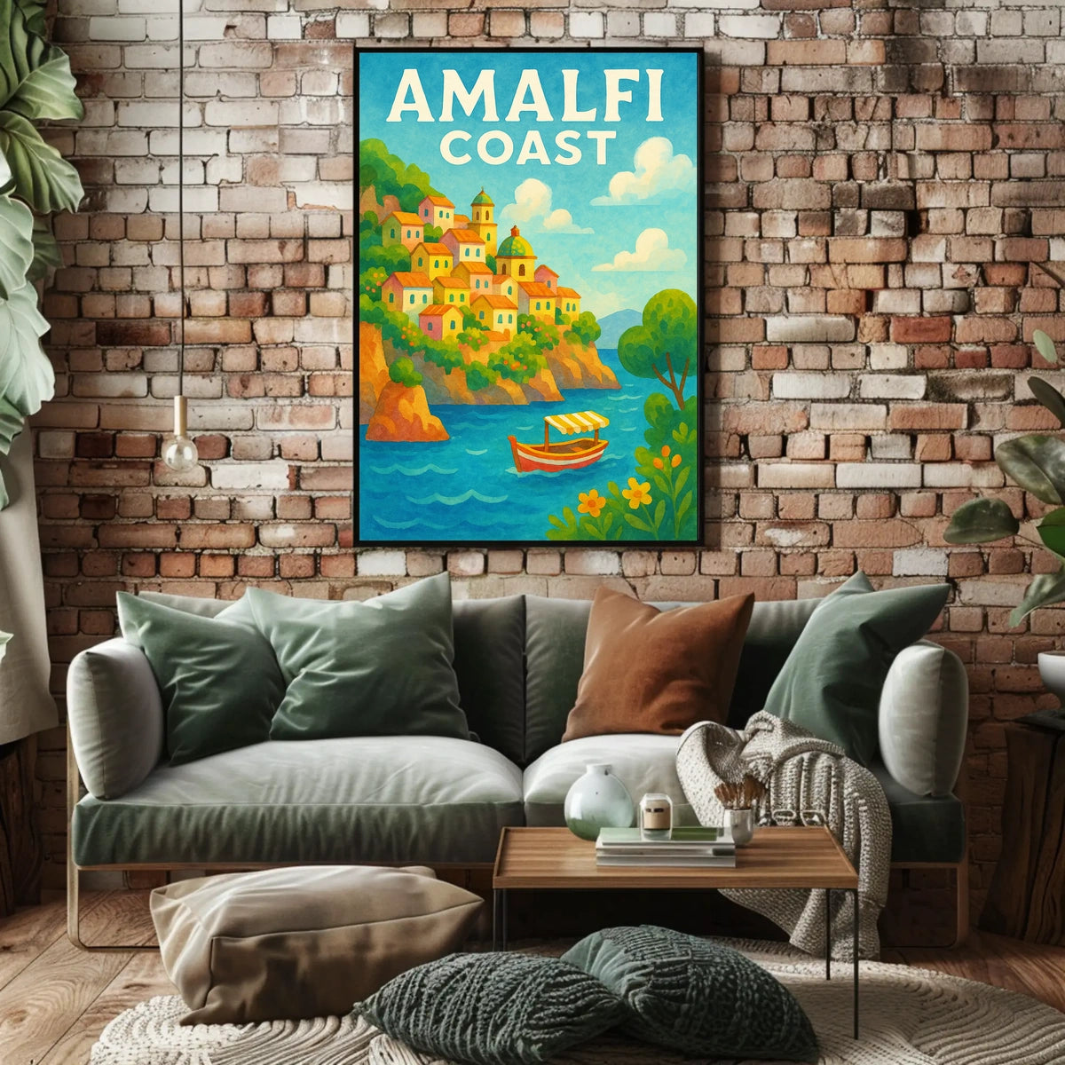 Amalfi Coast Poster Wall Art for Coastal Home Decor